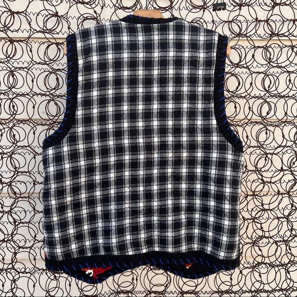 Vintage 90s Belle Point funky patchwork sampler knit sweater vest - Picture 2 of 5